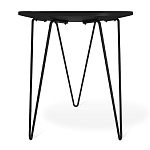 Стол журнальный с круглой столешницей из стекла на 3-х черных ножках Beige Marble варинант исполнения - 4 | Loft Concept в Орле