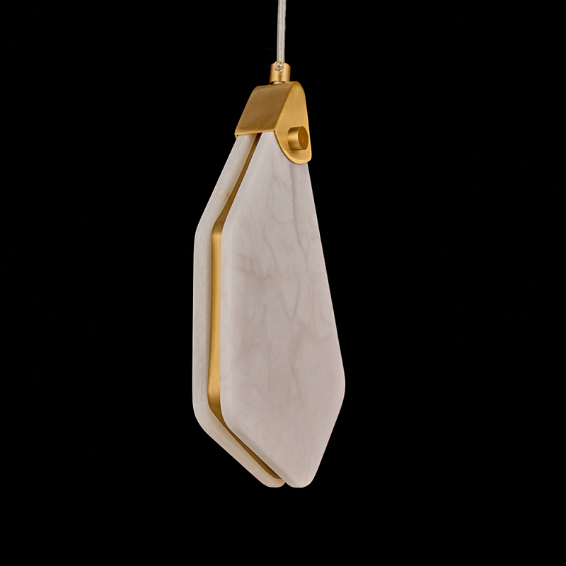 Подвесной светильник фигурный плафон Stone Polygon Белый Латунь в Орле | Loft Concept 