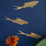 Обои с вышивкой ручной работы Deco Fish Aurum colourway on Caribbean Sea slub silk варинант исполнения - 1 | Loft Concept в Орле
