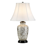 Настольная лампа с фарфоровым основанием с декоративным орнаментом и белым абажуром на темной круглой подставке Elstead Lighting варинант исполнения - 11 | Loft Concept в Орле