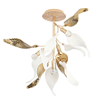 Люстра потолочная с белыми матовыми и золотыми глянцевыми листьями Wintery flovers варинант исполнения - 1 | Loft Concept в Орле