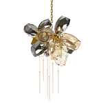 Люстра подвесная со стеклянными плафонами из дымчатого и золотистого с шестью вертикальными подвесками Gilded Mirage  варинант исполнения - 1 | Loft Concept в Орле