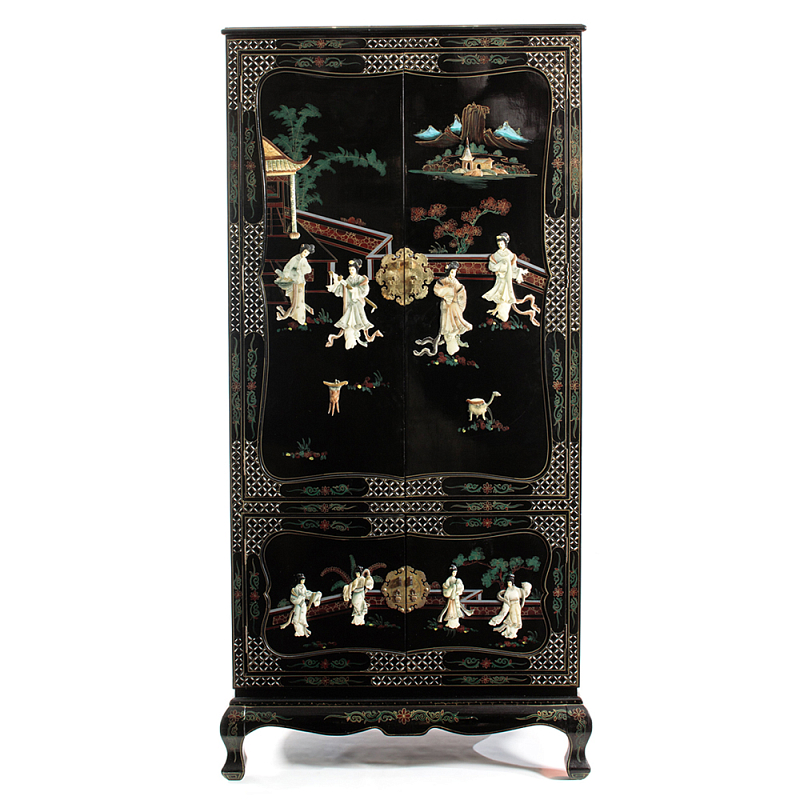 Шкаф черный в китайском стиле Chinese Cabinet Black Черный Мульти Шкаф черный в китайском стиле Chinese Cabinet Black Черный Мульти в Орле | Loft Concept