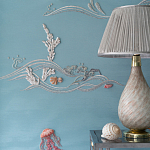 Обои с вышивкой ручной работы Amami Waves Moonbeam colourway on silk moire варинант исполнения - 4 | Loft Concept в Орле