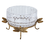 Чаша из прозрачного стекла на бронзовых ножках в виде стрекоз Eden Garden варинант исполнения - 1 | Loft Concept в Орле