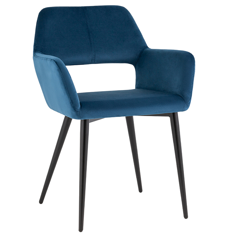 Стул с подлокотниками синий NEASAN STOOL Синий Черный в Орле | Loft Concept 