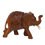 Статуэтка из дерева суар в виде слона в традиционном облачении Little Elephant варинант исполнения - 2 | Loft Concept в Орле