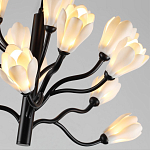 Люстра подвесная черного цвета с ветвями и белыми фарфоровыми цветами Floralis варинант исполнения - 6 | Loft Concept в Орле