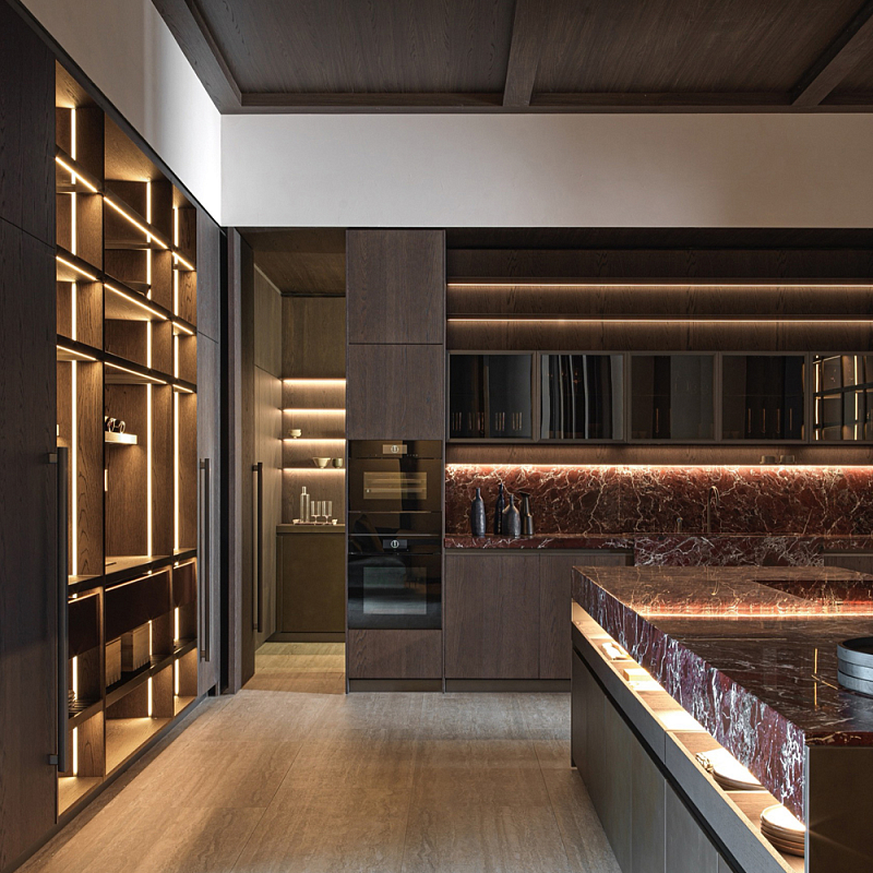 Кухонный гарнитур из красного мрамора и дерева VVD Dada Engenereed Kitchen Красный Мрамор Rosso Коричневый Кухонный гарнитур из красного мрамора и дерева VVD Dada Engenereed Kitchen Красный Мрамор Rosso Коричневый в Орле | Loft Concept