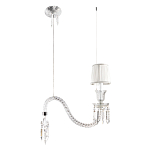 Подвесной светильник с белым текстильным абажуром и изогнутым хрустальным основанием с подвесками Lustre Reverie варинант исполнения - 2 | Loft Concept в Орле