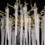 Люстра золотого цвета с декоративными ветками и длинными прозрачными стеклянными подвесами в форме сосулек Droplet Chandelier варинант исполнения - 10 | Loft Concept в Орле