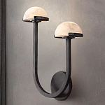 Бра с 2-мя мраморными плафонами на черном корпусе Light Warm Light варинант исполнения - 3 | Loft Concept в Орле