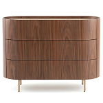 Комод округлой формы с тремя ящиками Walnut and Leather варинант исполнения - 1 | Loft Concept в Орле