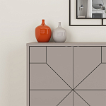 Комод бежево-серый с 4-мя дверцами с геометрическим рисунком на металлических ножках DUNE CONSOLE LIGHT MOCHA варинант исполнения - 4 | Loft Concept в Орле