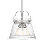 Подвесной светильник с прозрачным стеклянным плафоном в форме колокола с эффектом пузырьков и тремя лампами Quoizel варинант исполнения - 1 | Loft Concept в Орле