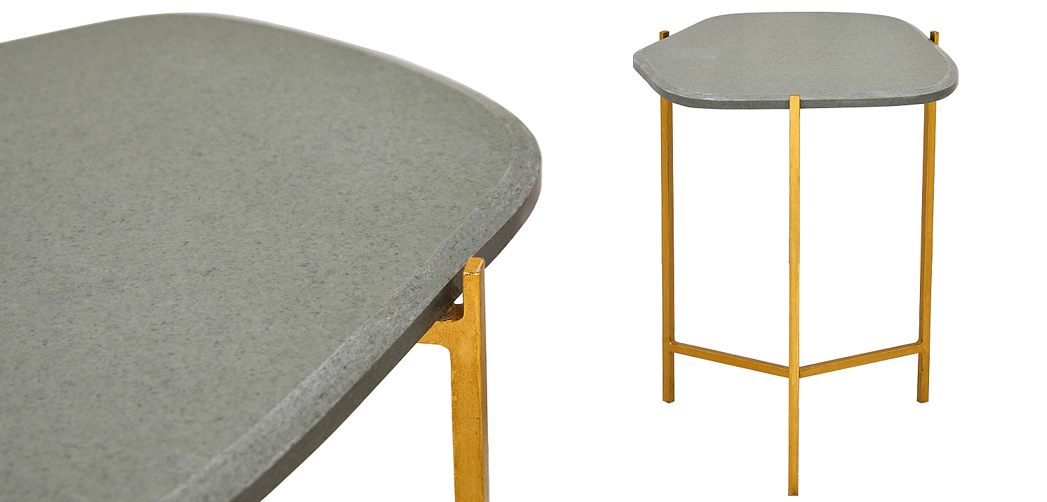 Приставной стол с серой каменной столешницей Tuan Side Table Grey Приставной стол с серой каменной столешницей Tuan Side Table Grey - Loft-Concept в Орле