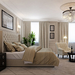 Кровать двуспальная бежевая с основанием из массива дерева с мягким изголовьем Flax Beds варинант исполнения - 4 | Loft Concept в Орле