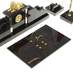 Настольный письменный набор из чёрного обсидиана с декором в виде льва Golden Lion варинант исполнения - 3 | Loft Concept в Орле