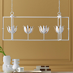 Люстра белая прямоугольная с абажурами в виде цветков тюльпана White Tulips варинант исполнения - 8 | Loft Concept в Орле