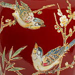 Настольная лампа бордовая с изображением птиц Slip Away варинант исполнения - 6 | Loft Concept в Орле