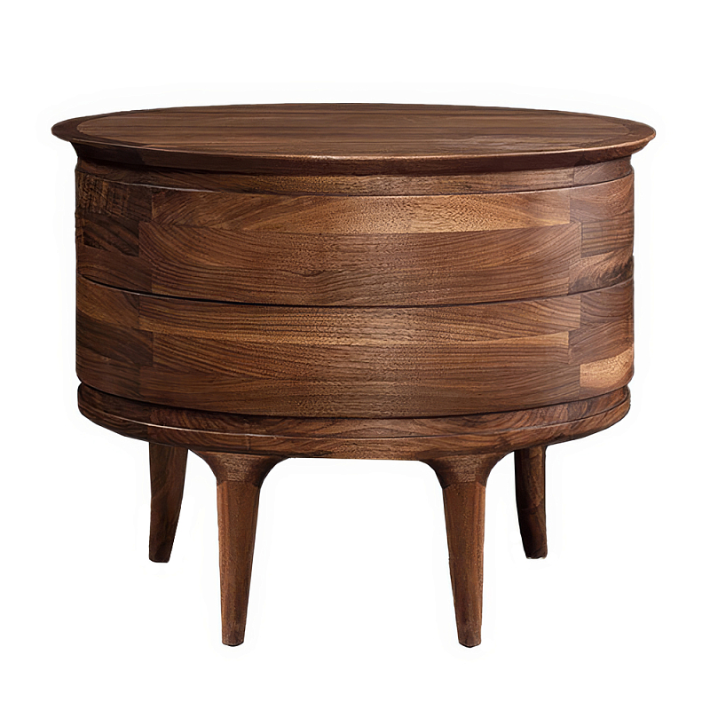 Прикроватный столик из дерева с 2-мя ящиками Moon Walnut Furniture Орех в Орле | Loft Concept 