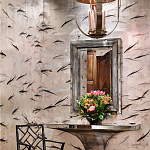 Обои ручная роспись Fishes Blue Pearl on Tarnished Silver gilded silk with pearlescent antiquing варинант исполнения - 1 | Loft Concept в Орле