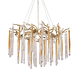 Люстра подвесная золотого цвета с разветвленными ветвями и прозрачными стеклянными подвесками Droplet Chandelier варинант исполнения - 1 | Loft Concept в Орле