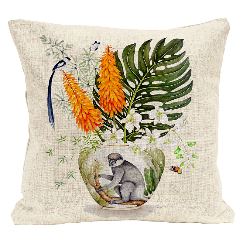 Декоративная подушка Little Monkey Pillow Мульти Бежевый Декоративная подушка Little Monkey Pillow Мульти Бежевый в Орле | Loft Concept