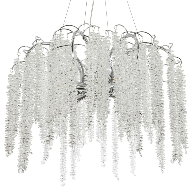 Люстра с хрустальными подвесками Bunch of Crystal Berries Silver Chandelier 8 Серебряный Прозрачный в Орле | Loft Concept 
