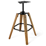 Барный стул со спинкой и металлической подставкой на 4-х деревянных ножках Бежевый Велюр Vendramin Chair варинант исполнения - 8 | Loft Concept в Орле