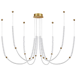 Люстра подвесная с 6-ю изогнутыми плафонами и белыми декоративными шариками PEARLS Suspension варинант исполнения - 1 | Loft Concept в Орле