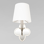 Бра с белым текстильным абажуром и декоративным основанием в виде четырехлистника с зеркальной вставкой Vitorino варинант исполнения - 22 | Loft Concept в Орле