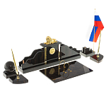 Настольный письменный набор из чёрного обсидиана с декором в виде льва Golden Lion варинант исполнения - 2 | Loft Concept в Орле