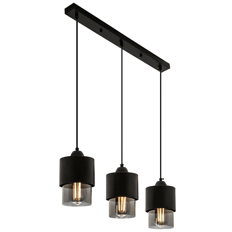 Подвесной светильник с 3-мя плафонами из дымчатого стекла Volta Flos Trio Hanging Lamp Черный Стекло Смок Подвесной светильник с 3-мя плафонами из дымчатого стекла Volta Flos Trio Hanging Lamp Черный Стекло Смок в Орле | Loft Concept