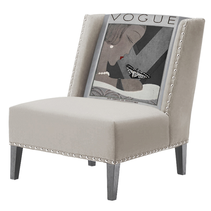 FUN Armchair  Vogui II Beige Дизайнерское кресло с цветным принтом Бежево-серый в Орле | Loft Concept 