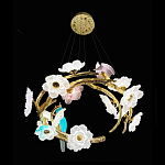 Люстра круглая на золотом каркасе с птичками и цветочным декором Miscellaneous herbs варинант исполнения - 8 | Loft Concept в Орле