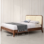 Кровать двуспальная с каркасом из дерева и мягким изголовьем Moon Walnut Bed варинант исполнения - 6 | Loft Concept в Орле