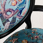 Полукресло из массива бука бирюзовое с изображением птиц и цветов Turquoise Chinoiserie Garden Chair варинант исполнения - 4 | Loft Concept в Орле