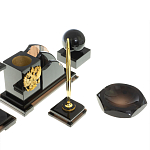 Настольный письменный набор с часами из природного камня обсидиана National Еmblem варинант исполнения - 5 | Loft Concept в Орле