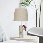 Настольная лампа с тканевым абажуром и основанием в виде птицы на дереве Simurq варинант исполнения - 3 | Loft Concept в Орле