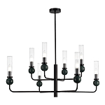 Люстра с 8-ю плафонами в форме стеклянных трубок и мраморных декоративных элементов Montreal варинант исполнения - 1 | Loft Concept в Орле