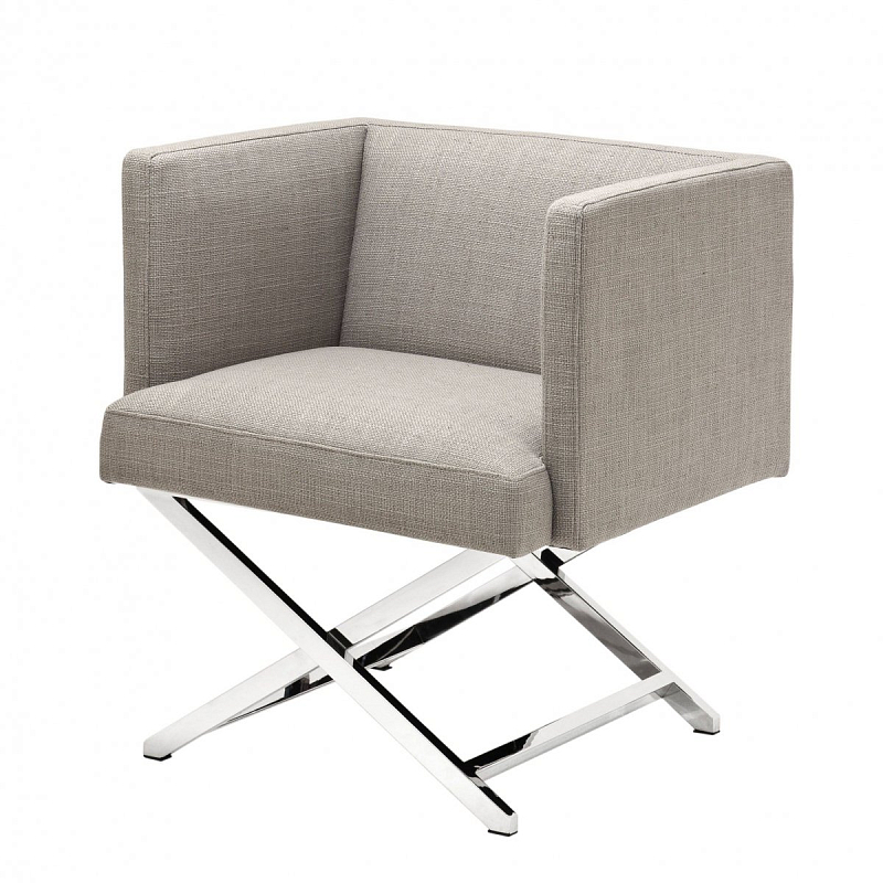 Кресло Eichholtz Chair Dawson Sand Бежево-серый Нержавеющая сталь Кресло Eichholtz Chair Dawson Sand Бежево-серый Нержавеющая сталь в Орле | Loft Concept