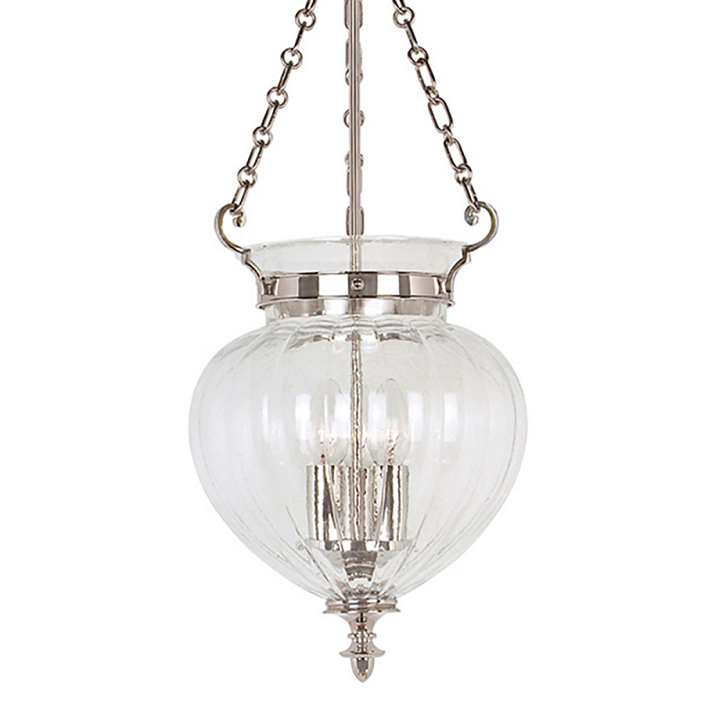 Подвесной светильник цвета никель с прозрачным ребристым стеклянным плафоном в классическом стиле Elstead Lighting Прозрачное Стекло Никель в Орле | Loft Concept 