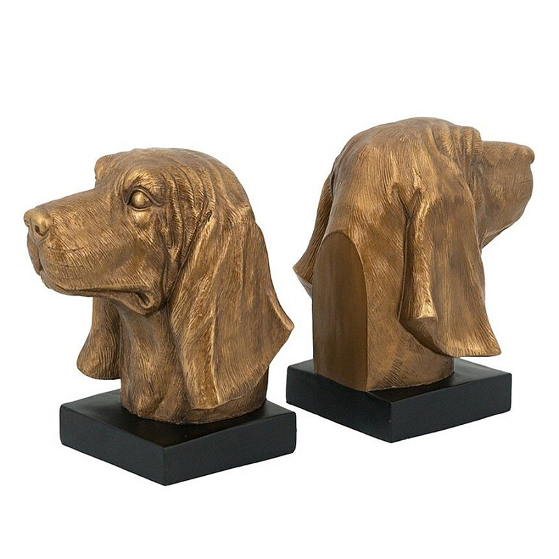 Держатель для книг с бронзовыми фигурками головы собаки Dog Elegance Бронза Черный Держатель для книг с бронзовыми фигурками головы собаки Dog Elegance Бронза Черный в Орле | Loft Concept
