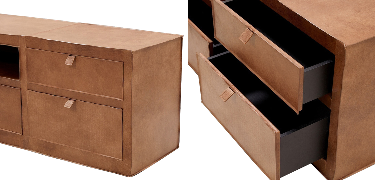 ТВ-тумба Leather Wood TV Stand ТВ-тумба Leather Wood TV Stand - Loft-Concept в Орле