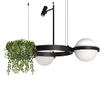 Подвесной светильник с 2-мя шарообразными плафонами и цилиндрическим спотом Light of Еyes варинант исполнения - 1 | Loft Concept в Орле