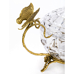 Конфетница из прозрачного рельефного стекла с ручками в виде стрекоз и фигуркой лебедя Eden Garden варинант исполнения - 2 | Loft Concept в Орле