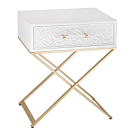 Приставной столик с выдвижным ящиком  White Table Carved Pattern варинант исполнения - 1 | Loft Concept в Орле