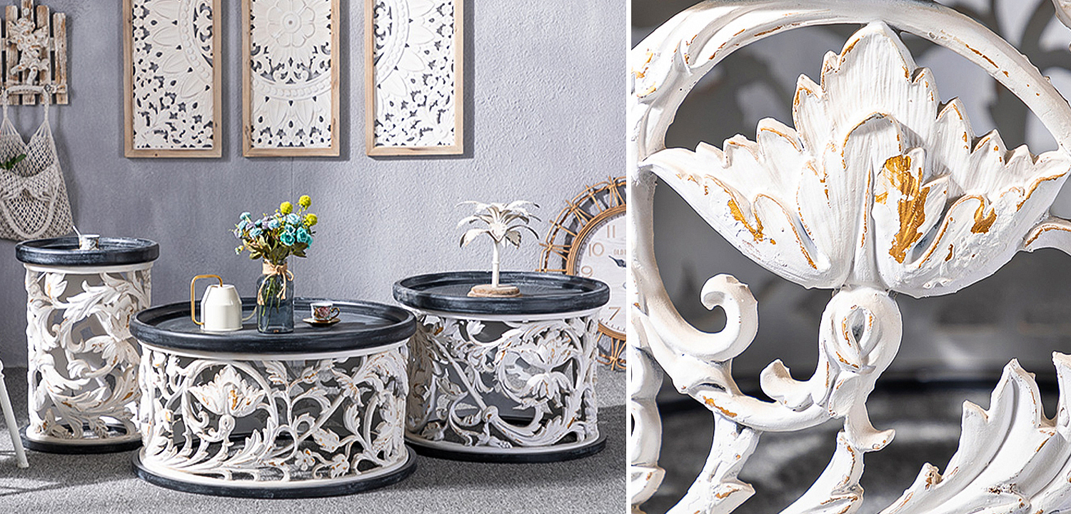Кофейный стол Fleurette Provence Black White Coffee Table 80 Кофейный стол Fleurette Provence Black White Coffee Table 80 - Loft-Concept в Орле