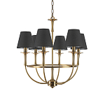 Люстра на металлическом основании бронзового цвета с 6-ю черными конусовидными абажурами Dignity варинант исполнения - 2 | Loft Concept в Орле